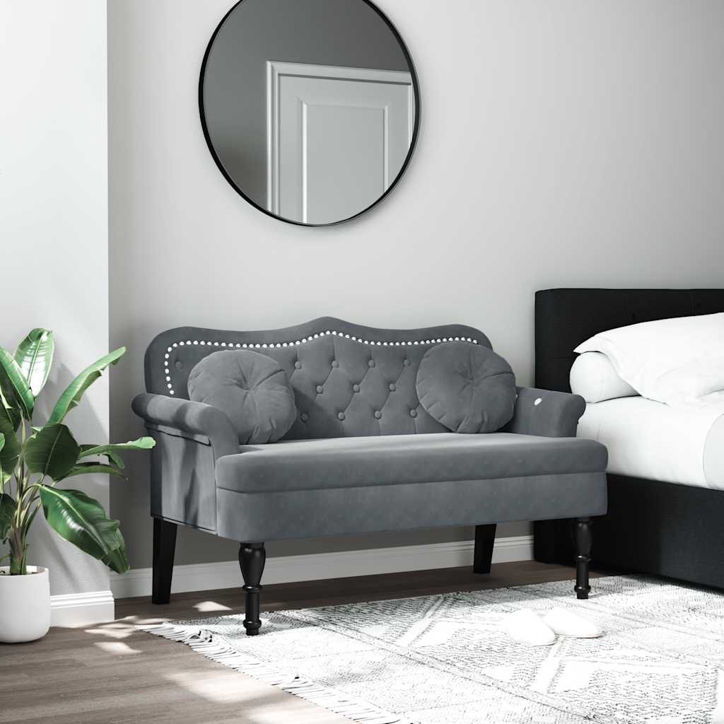 Panca con Cuscini Grigio Scuro 120,5x65x75 cm in Velluto - homemem39