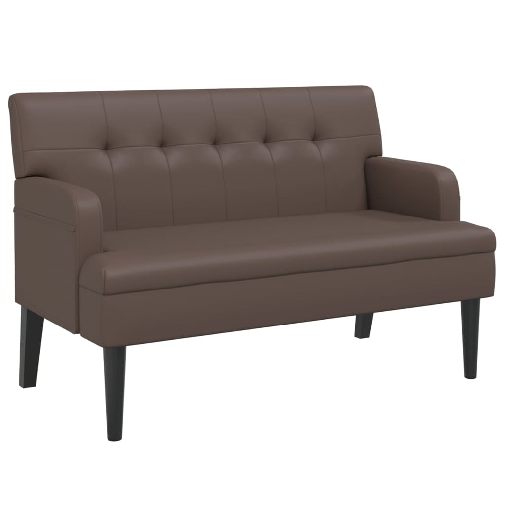 Panca con Schienale Marrone 112x65,5x75 cm in Similpelle - homemem39