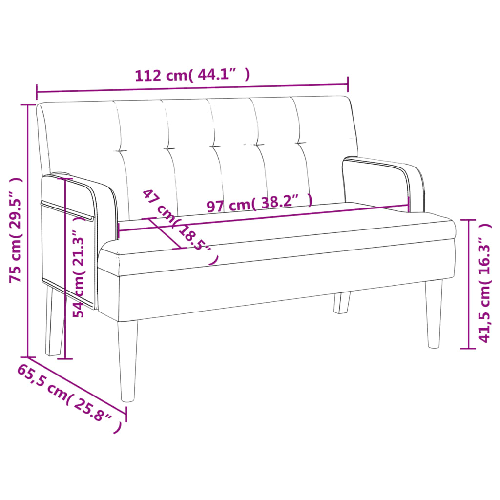 Panca con Schienale Marrone 112x65,5x75 cm in Similpelle - homemem39