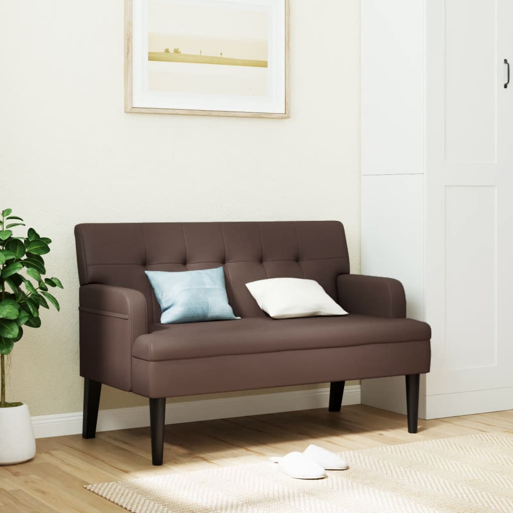 Panca con Schienale Marrone 112x65,5x75 cm in Similpelle - homemem39