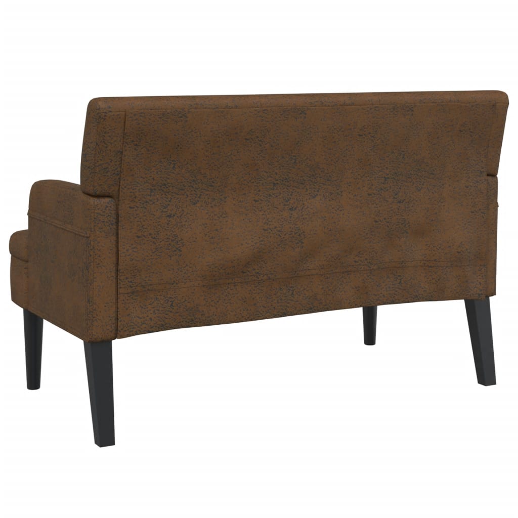 Panca con Schienale Marrone 112x65,5x75 cm in Scamosciato - homemem39
