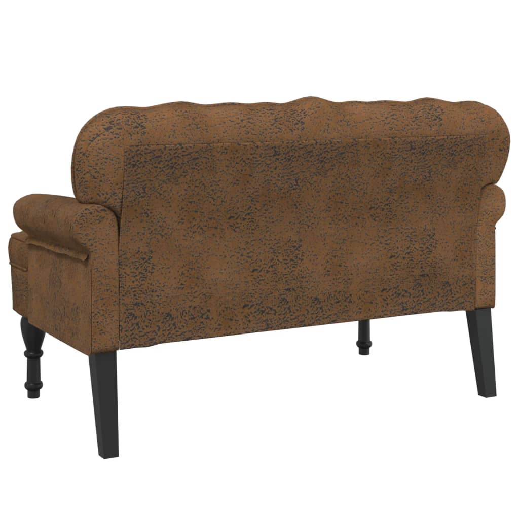 Panca con Schienale Marrone 119,5x64,5x75 cm in Scamosciato - homemem39