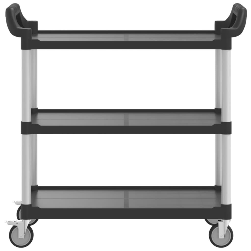 Trolley with 3 Black Shelfs 99x50x96 cm in Aluminium