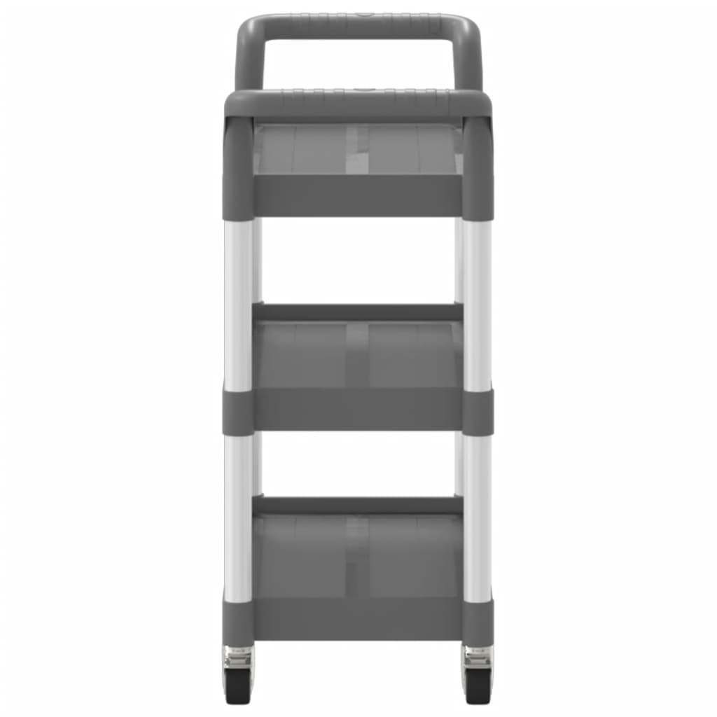 Carrello a 3 Ripiani Grigio 77x34x72 cm in Alluminio - homemem39