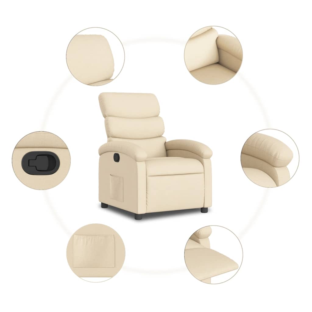 Poltrona Reclinabile in Tessuto Crema - homemem39