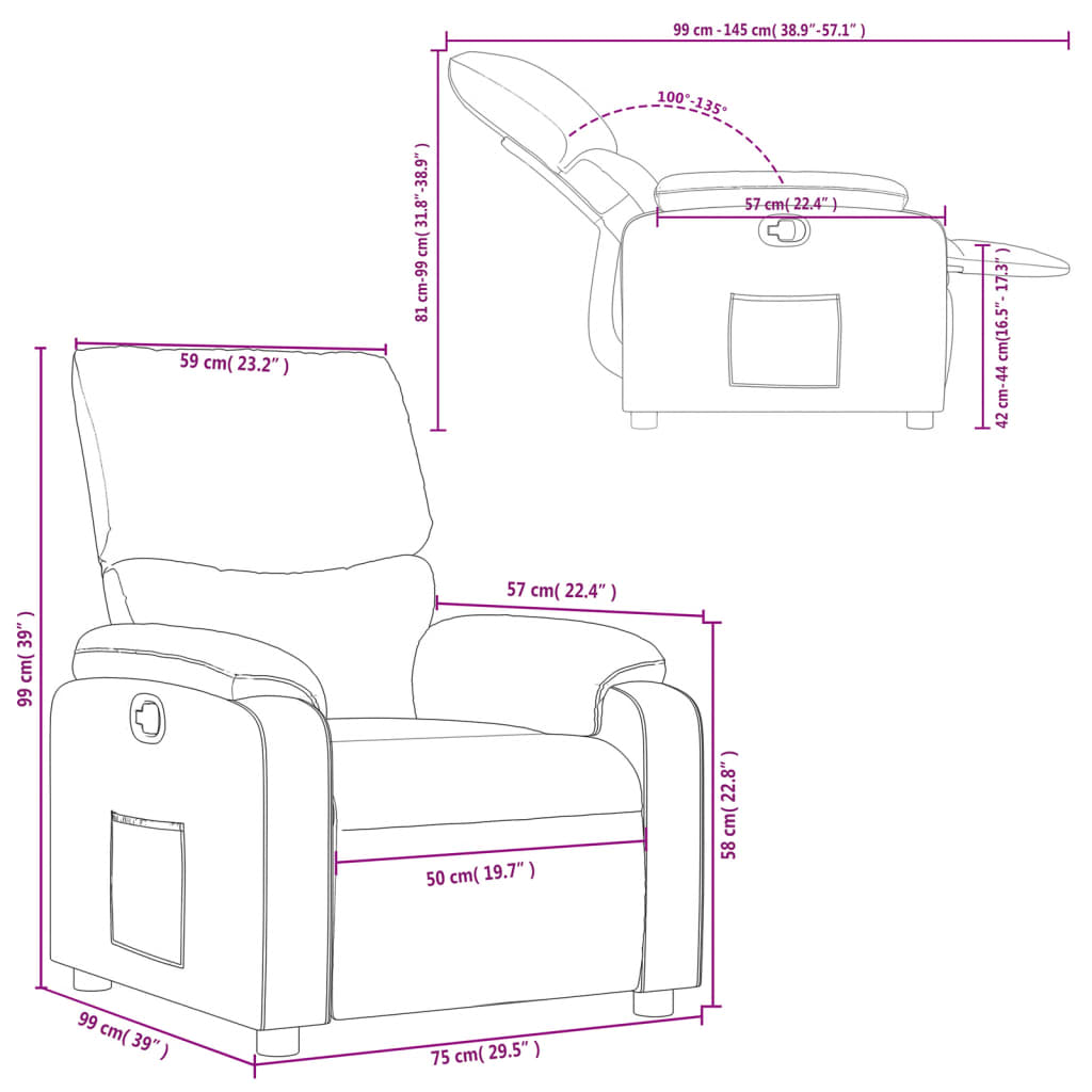 Poltrona Reclinabile in Tessuto Grigio Scuro | homemem39