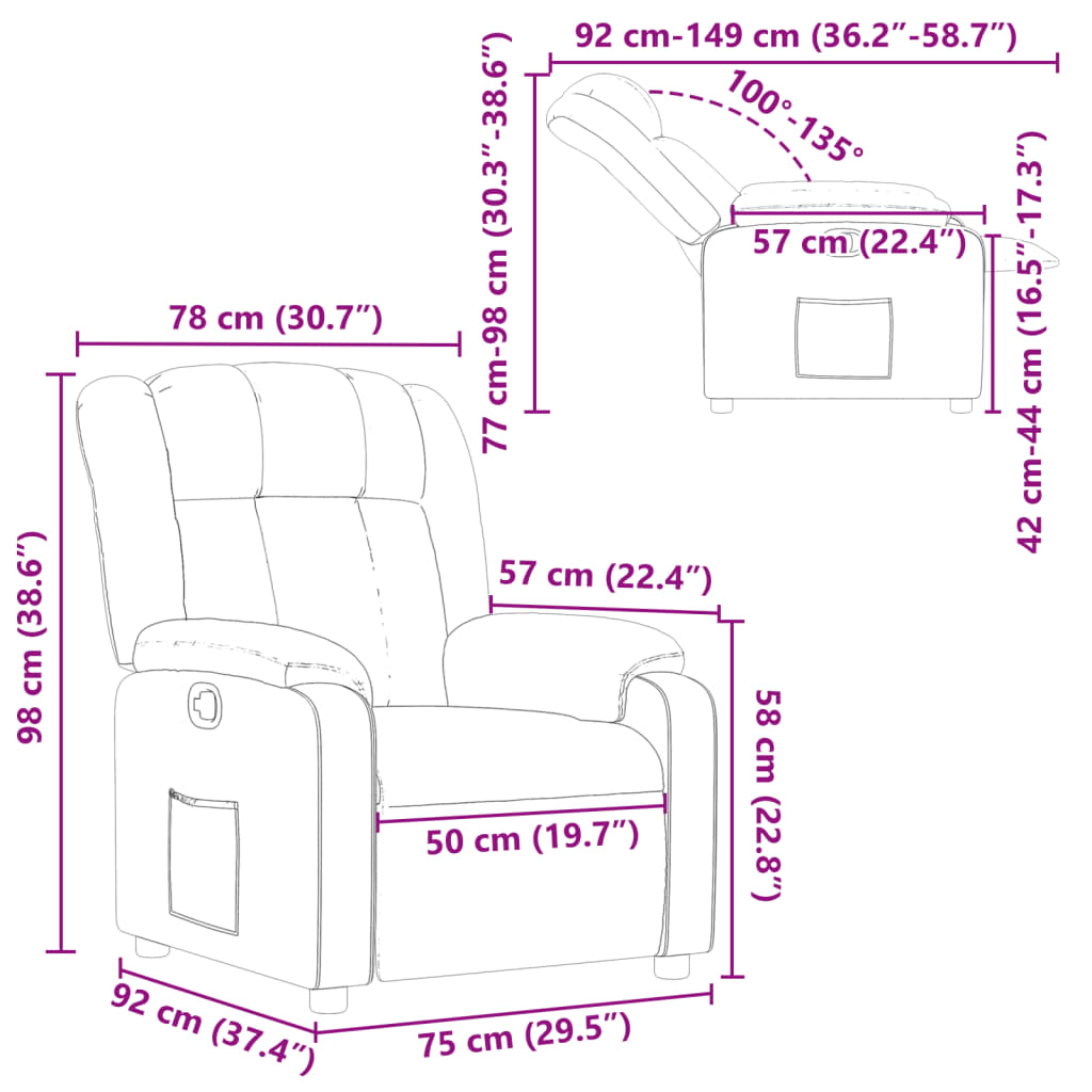 Poltrona Reclinabile Nera in Similpelle - homemem39