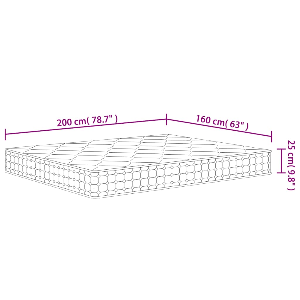 Materasso Molle Insacchettate Medio Rigido 160x200cm Super King