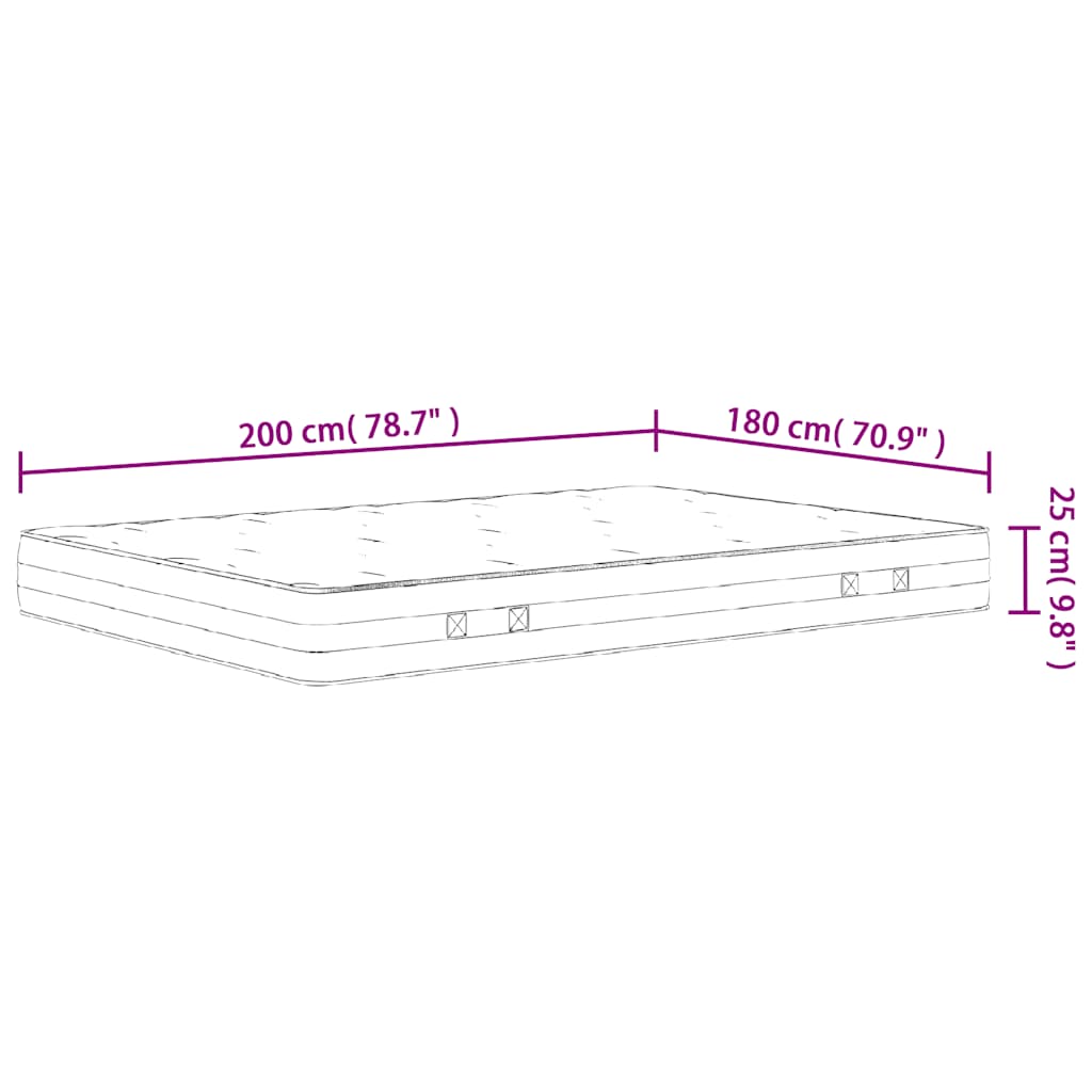 Materasso a Molle Insacchettate Medio Rigido 180x200 cm | homemem39