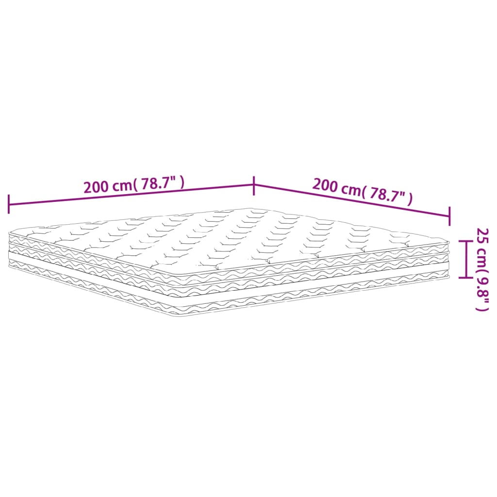 Materasso a Molle Insacchettate Medio 200x200 cm - homemem39