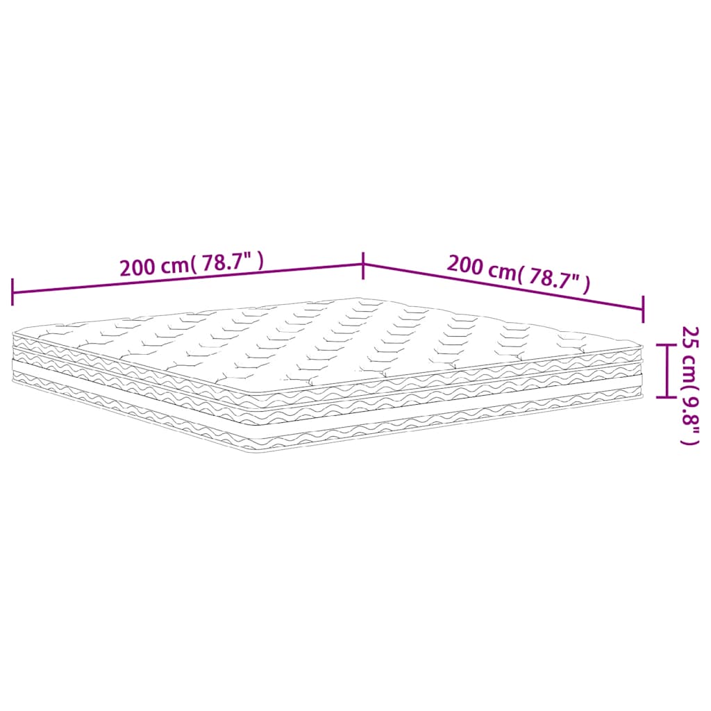 Materasso a Molle Insacchettate Medio 200x200 cm | homemem39