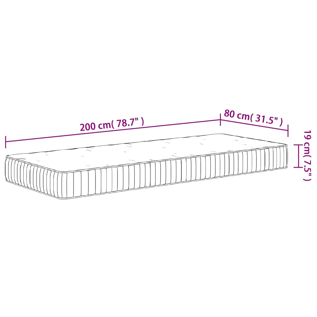 Materasso a Molle Insacchettate Medio 80x200 cm | homemem39