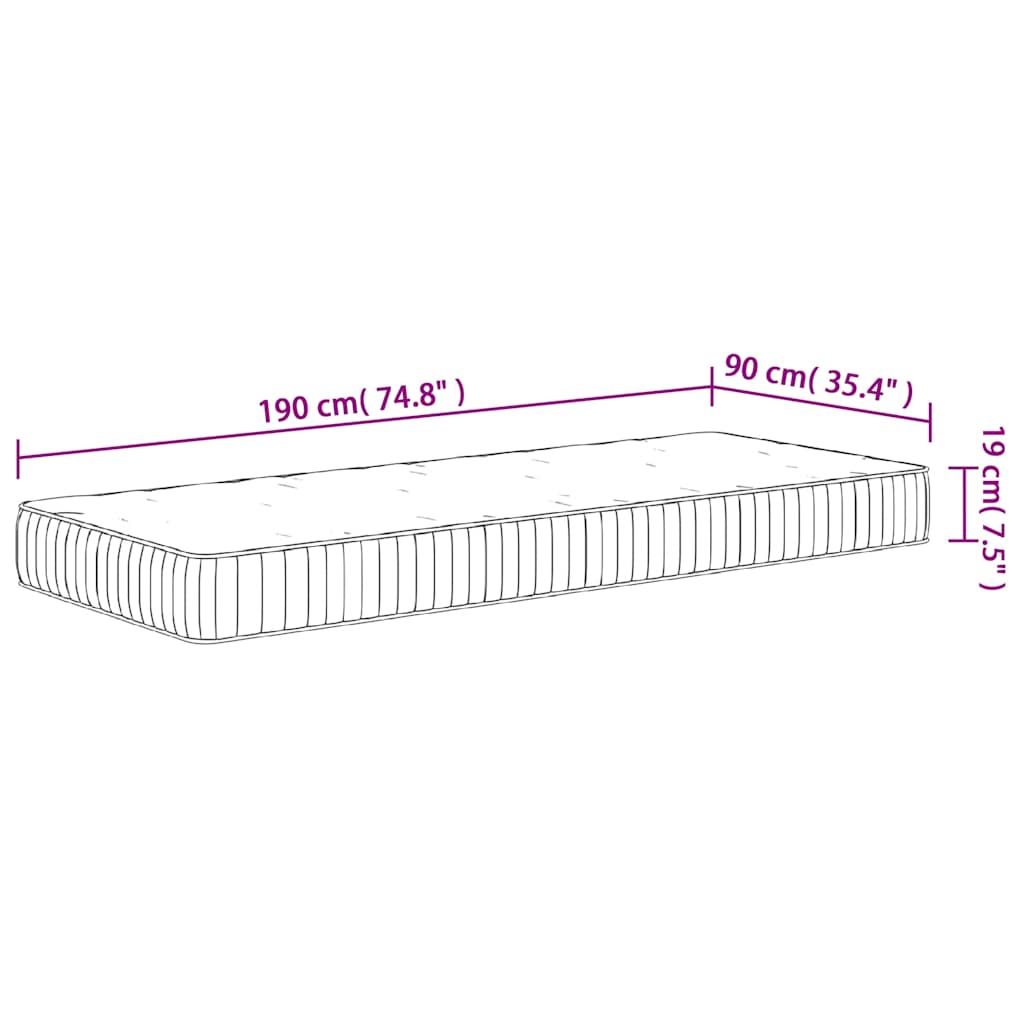 Materasso a Molle Insacchettate Medio 90x190 cm Single Size | homemem39