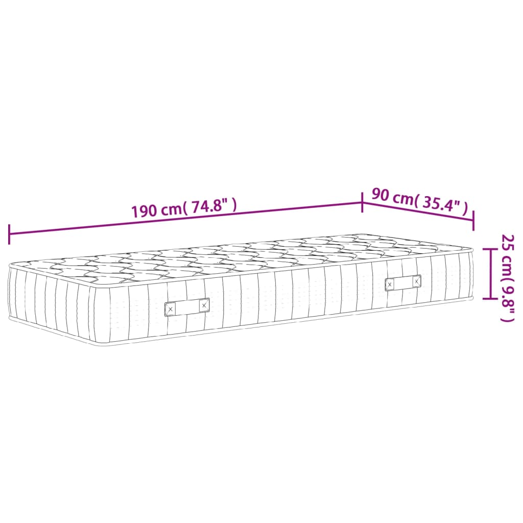 Materasso Molle Insacchettate Medio Rigido 90x190cm Single Size | homemem39