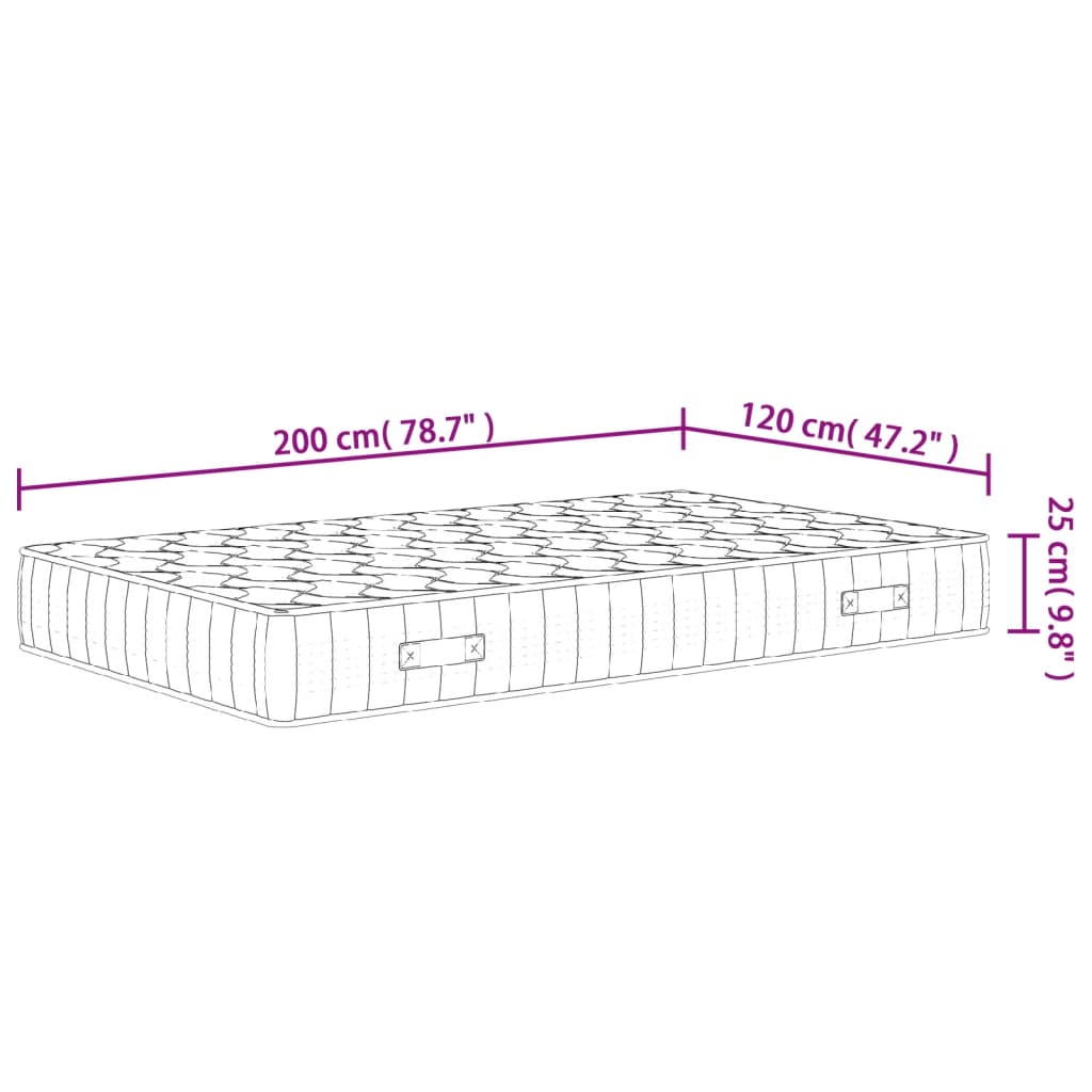 Materasso a Molle Insacchettate Medio Rigido 120x200 cm | homemem39