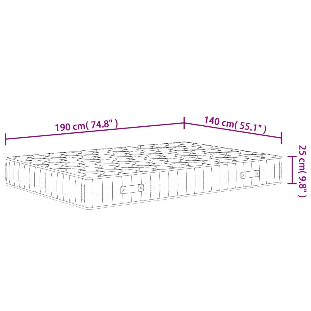 Materasso a Molle Insacchettate Medio Rigido 140x190 cm | homemem39