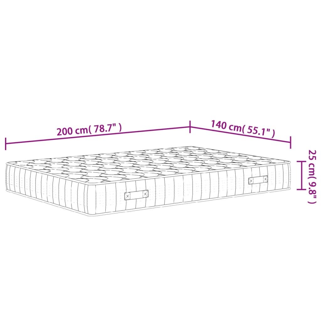Materasso a Molle Insacchettate Medio Rigido 140x200 cm | homemem39
