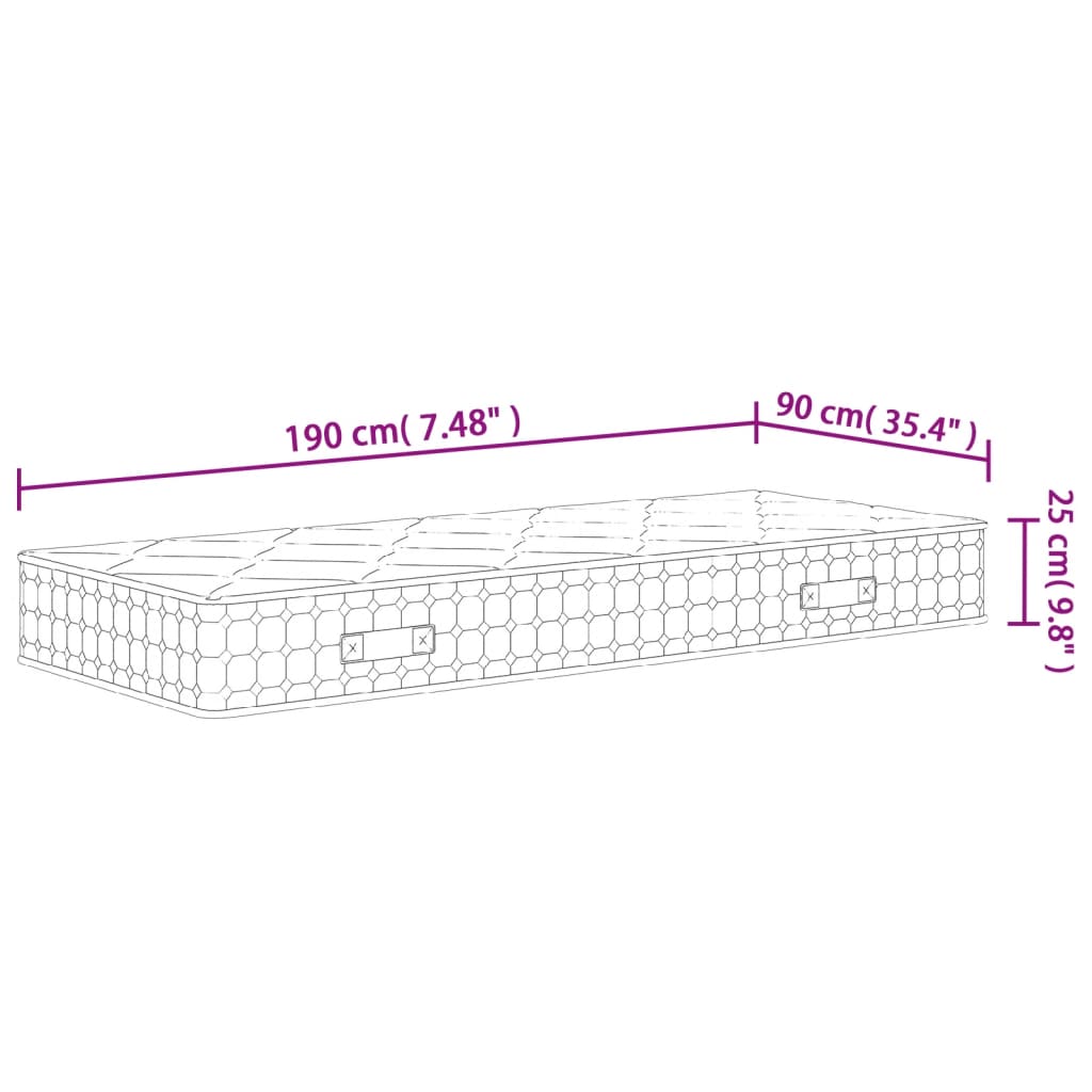 Materasso Molle Insacchettate Medio Rigido 90x190cm Single Size - homemem39