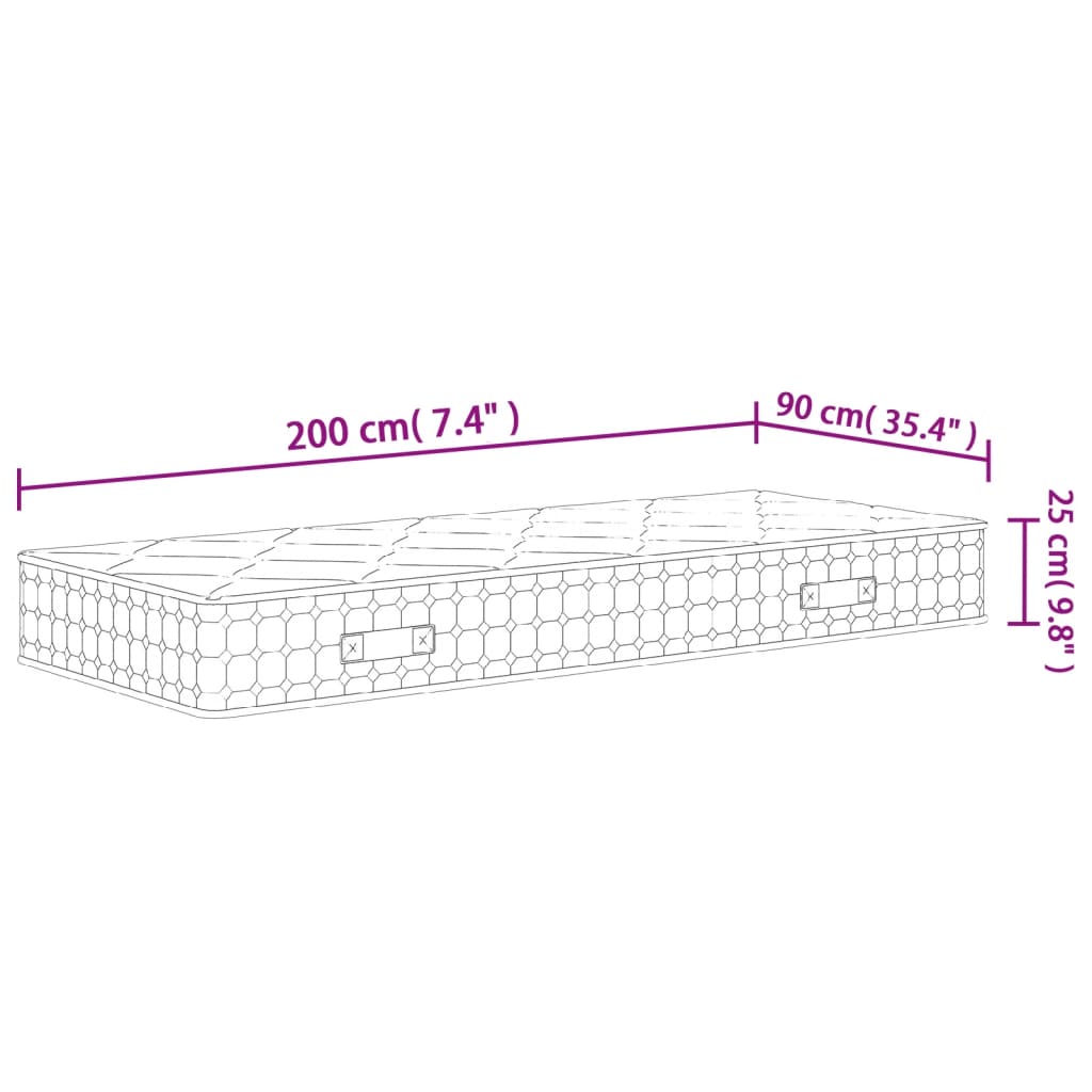 Materasso a Molle Insacchettate Medio Rigido 90x200 cm | homemem39