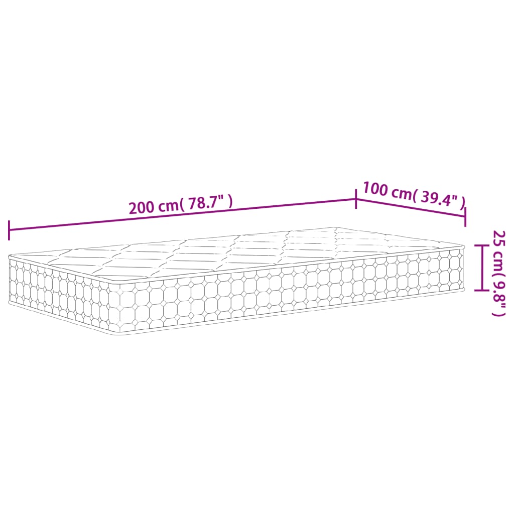 Materasso a Molle Insacchettate Medio Rigido 100x200 cm | homemem39