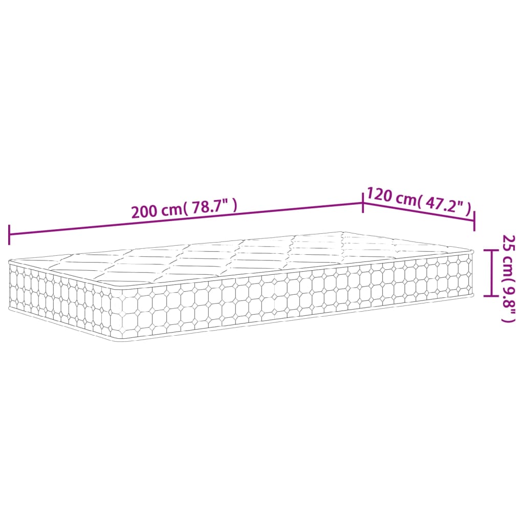 Materasso a Molle Insacchettate Medio Rigido 120x200 cm | homemem39