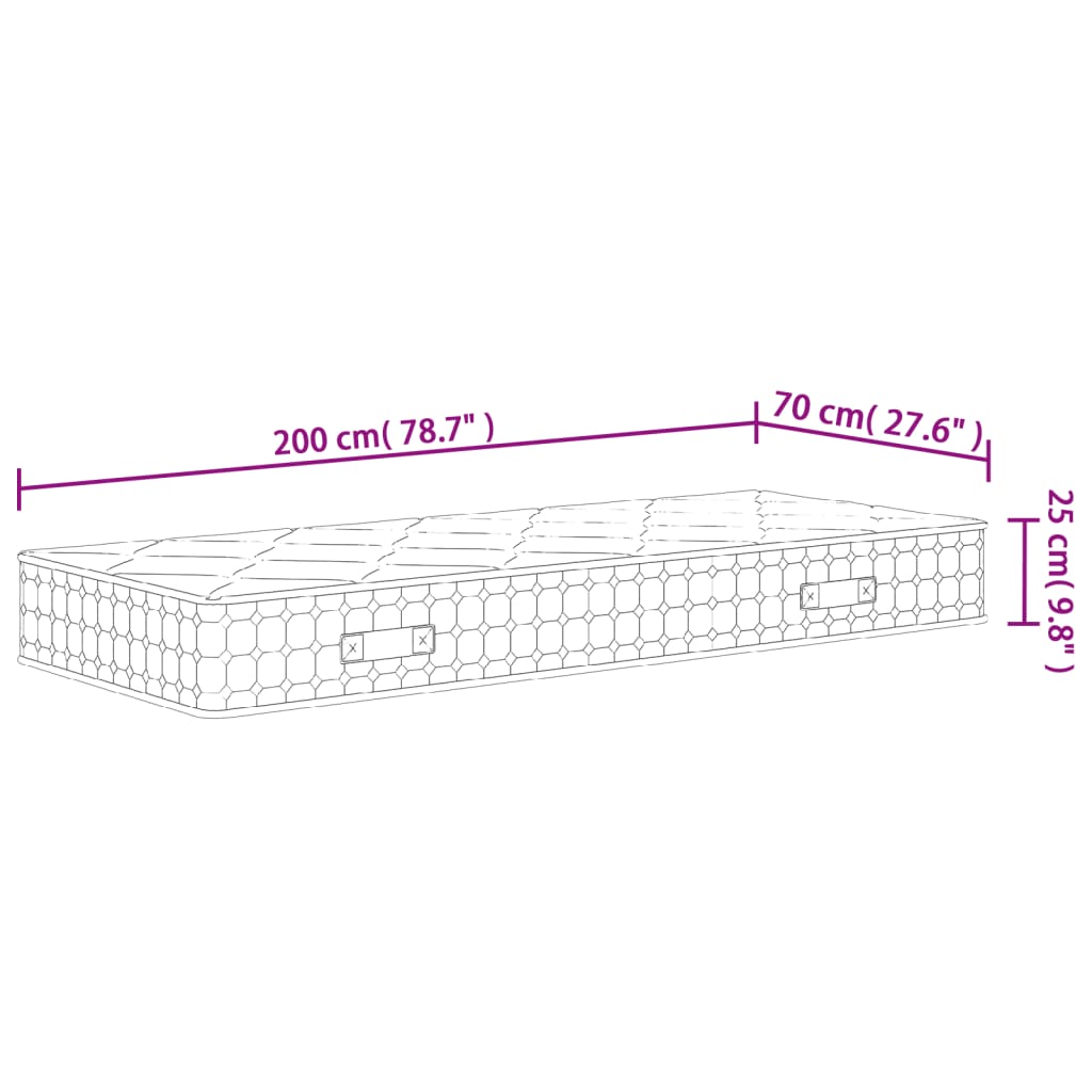 Materasso a Molle Insacchettate Medio Rigido 70x200 cm | homemem39
