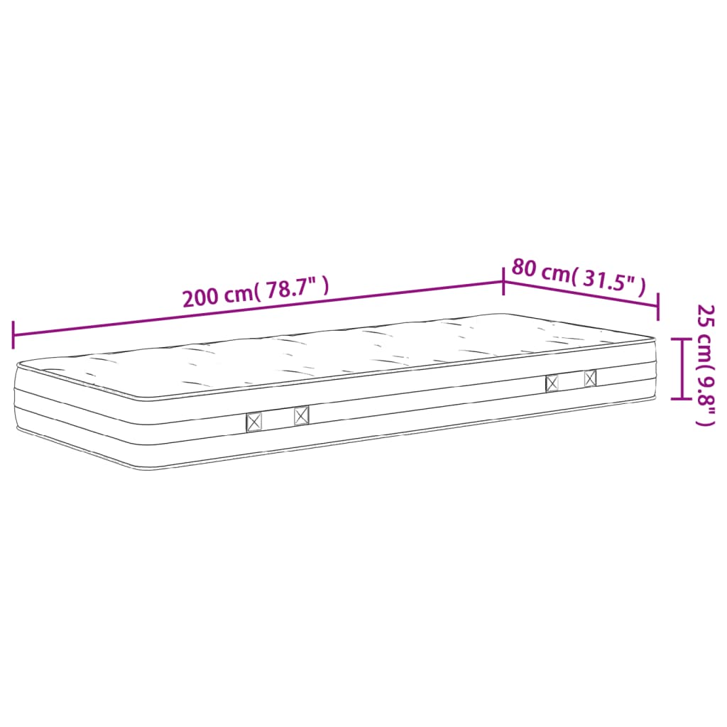 Materasso a Molle Insacchettate Medio Rigido 80x200 cm | homemem39