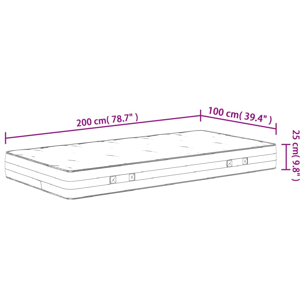 Materasso a Molle Insacchettate Medio Rigido 100x200 cm