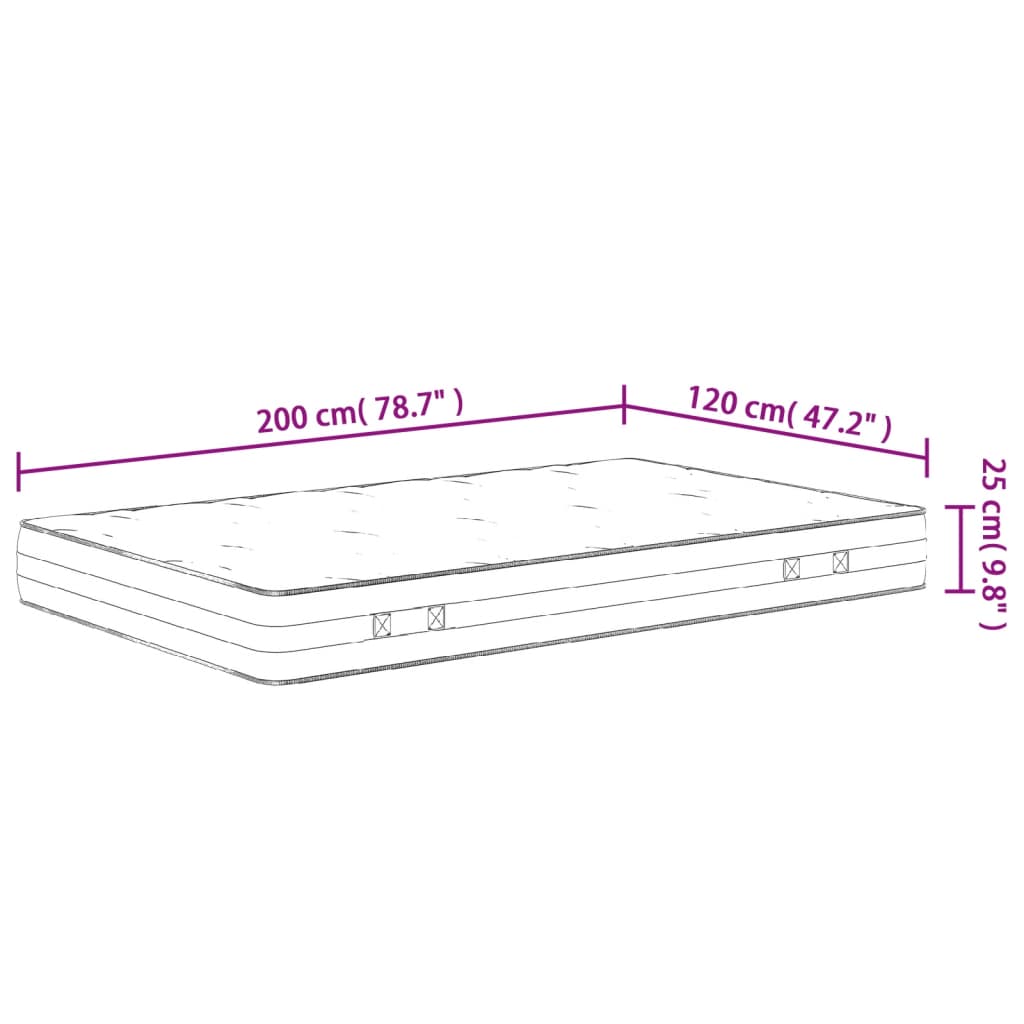 Materasso a Molle Insacchettate Medio Rigido 120x200 cm | homemem39