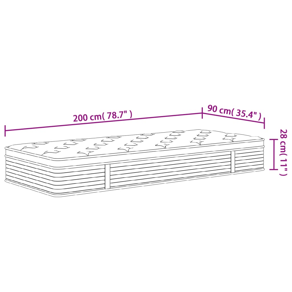 Materasso a Molle Insacchettate Medio 90x200 cm - homemem39