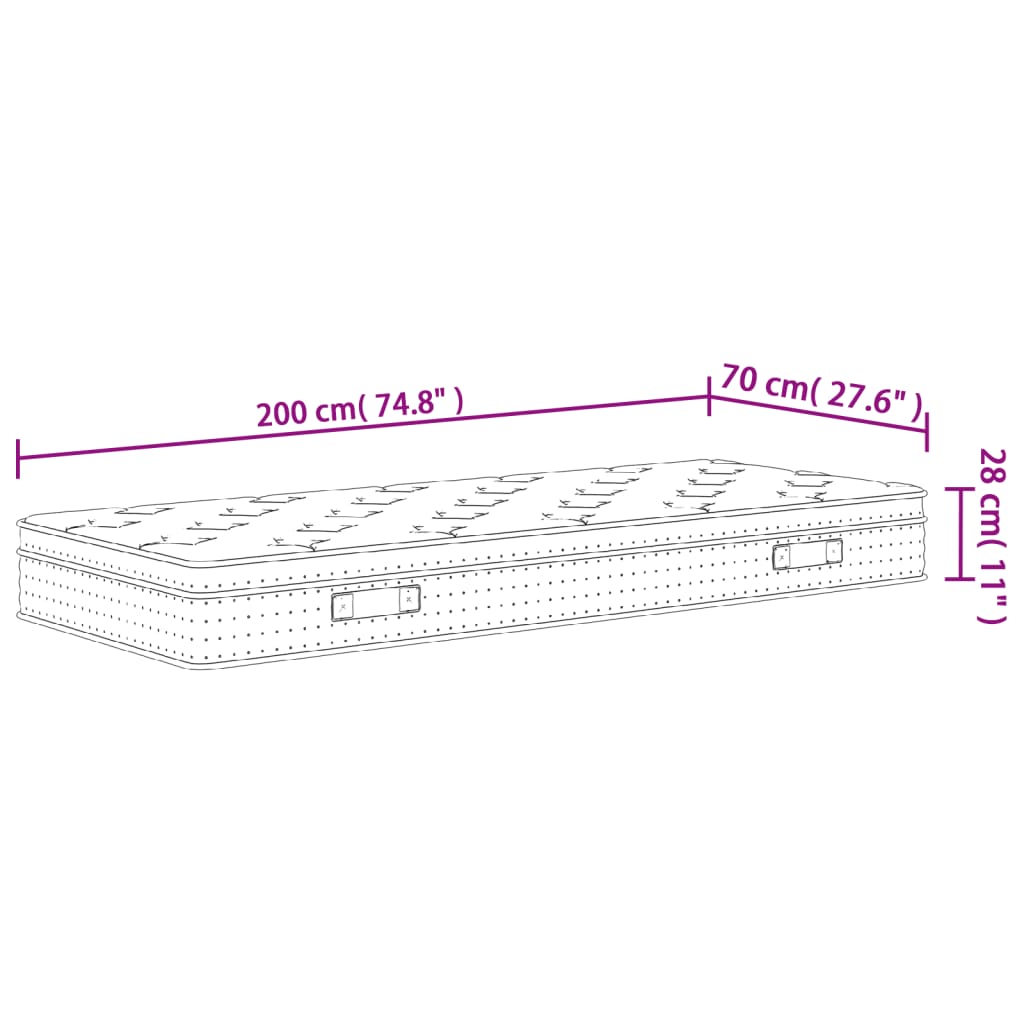 Materasso a Molle Insacchettate Medio 70x200 cm | homemem39