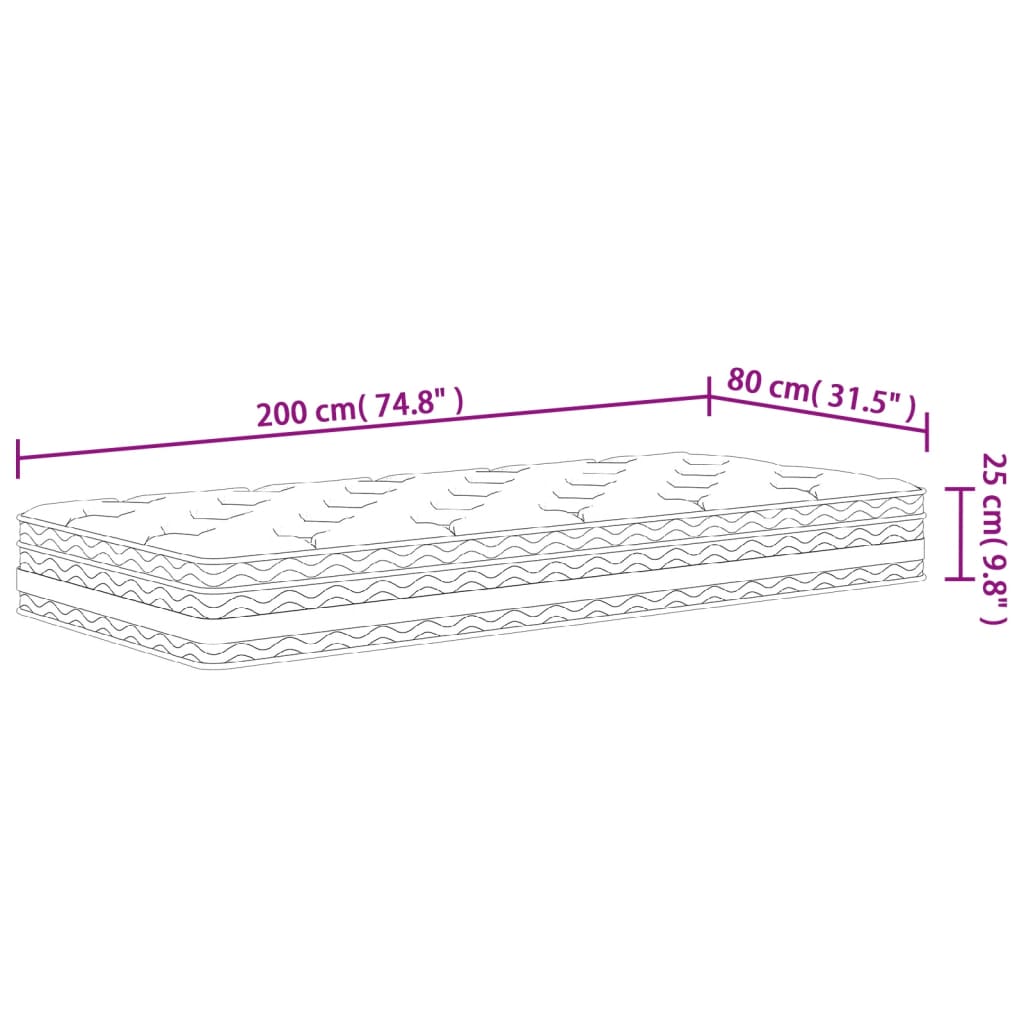 Materasso a Molle Insacchettate Medio 80x200 cm | homemem39