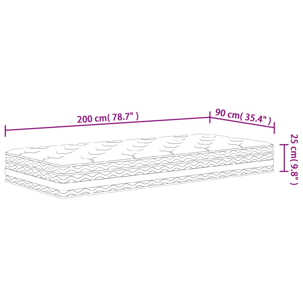 Materasso a Molle Insacchettate Medio 90x200 cm | homemem39