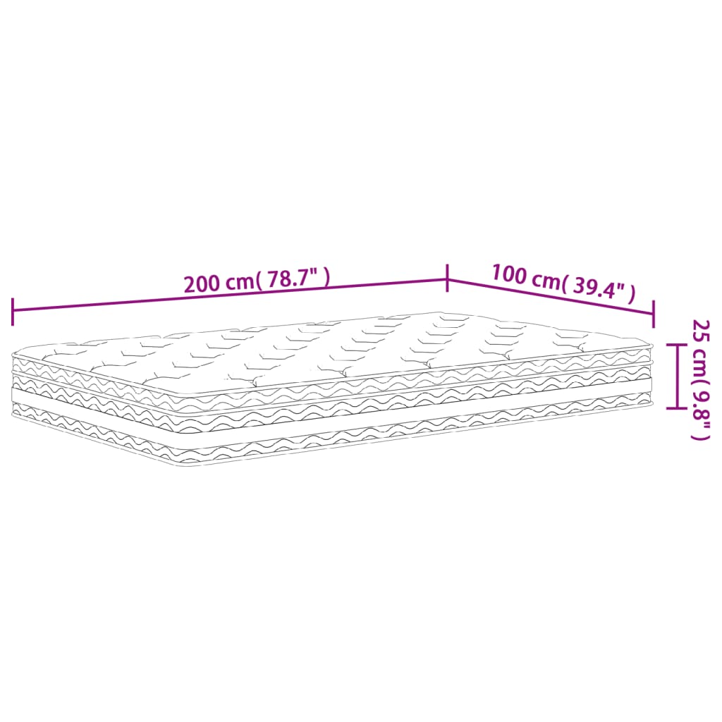 Materasso a Molle Insacchettate Medio 100x200 cm | homemem39