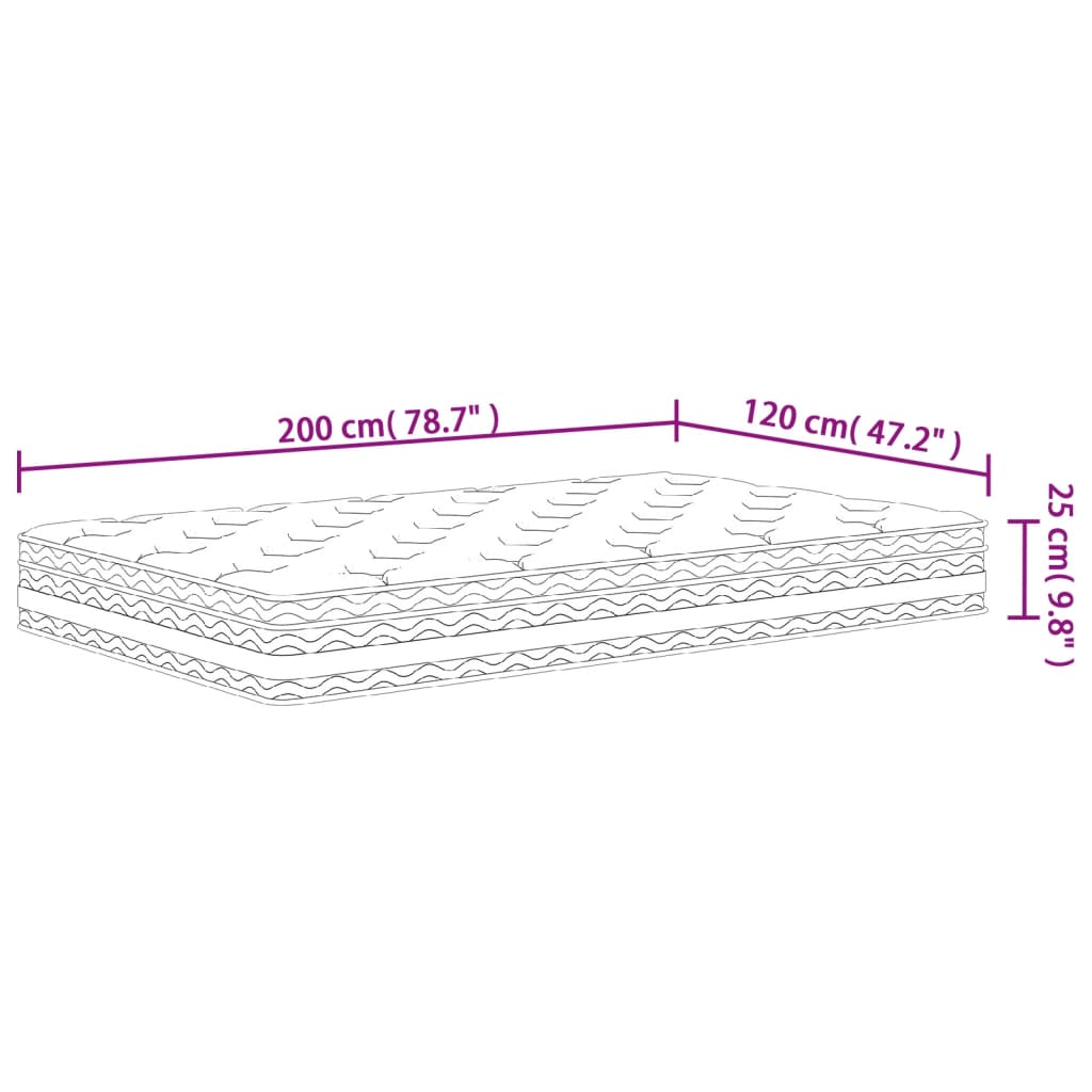Materasso a Molle Insacchettate Medio 120x200 cm | homemem39
