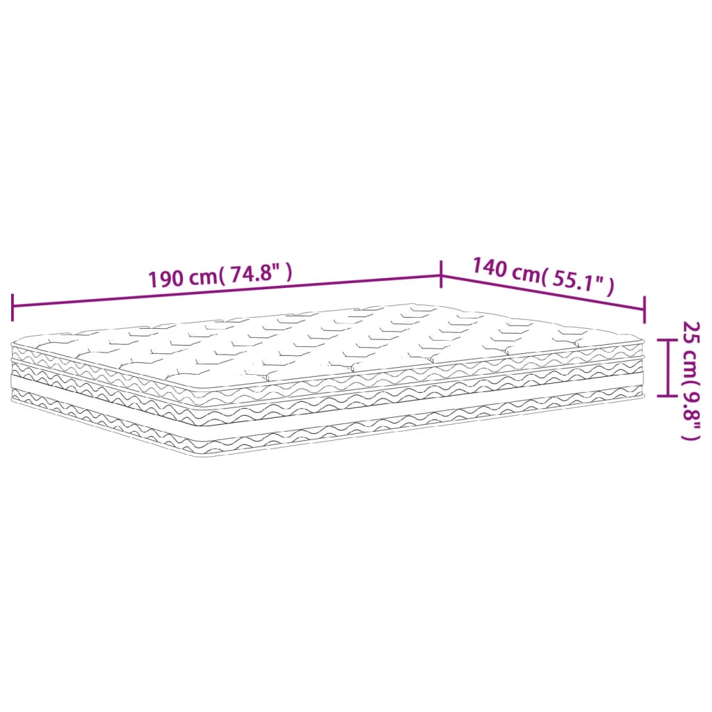 Materasso a Molle Insacchettate Medio 140x190 cm | homemem39