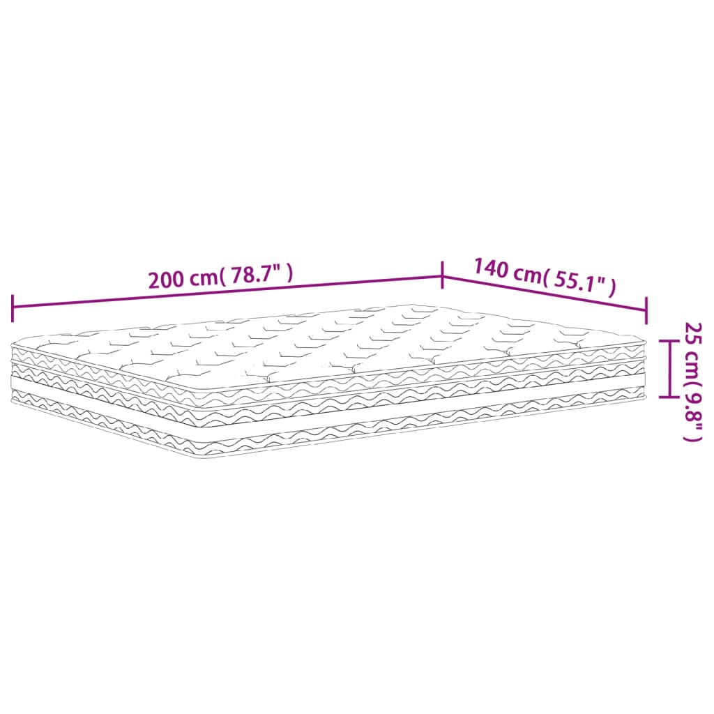 Materasso a Molle Insacchettate Medio 140x200 cm | homemem39