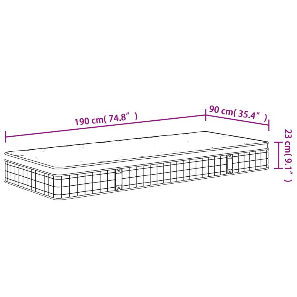 Materasso a Molle Bonnel Medio 90x190 cm Single Size - homemem39