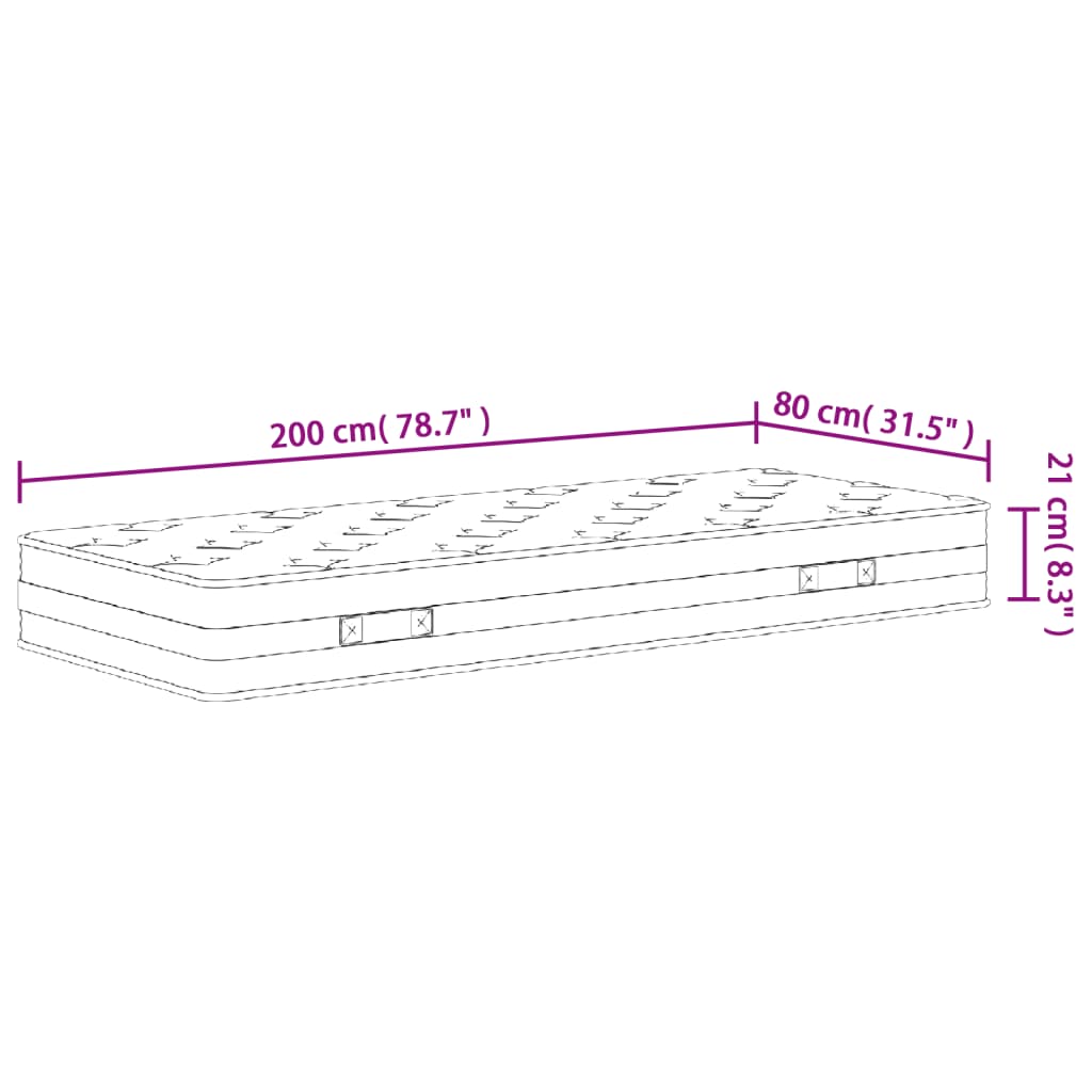 Materasso a Molle Bonnel Medio 80x200 cm | homemem39