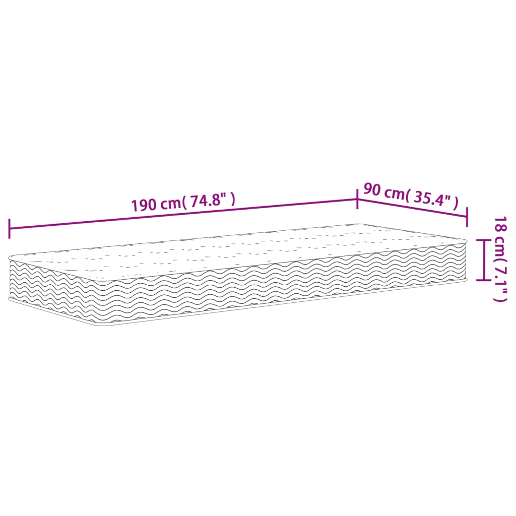 Materasso a Molle Bonnel Medio 90x190 cm Single Size | homemem39