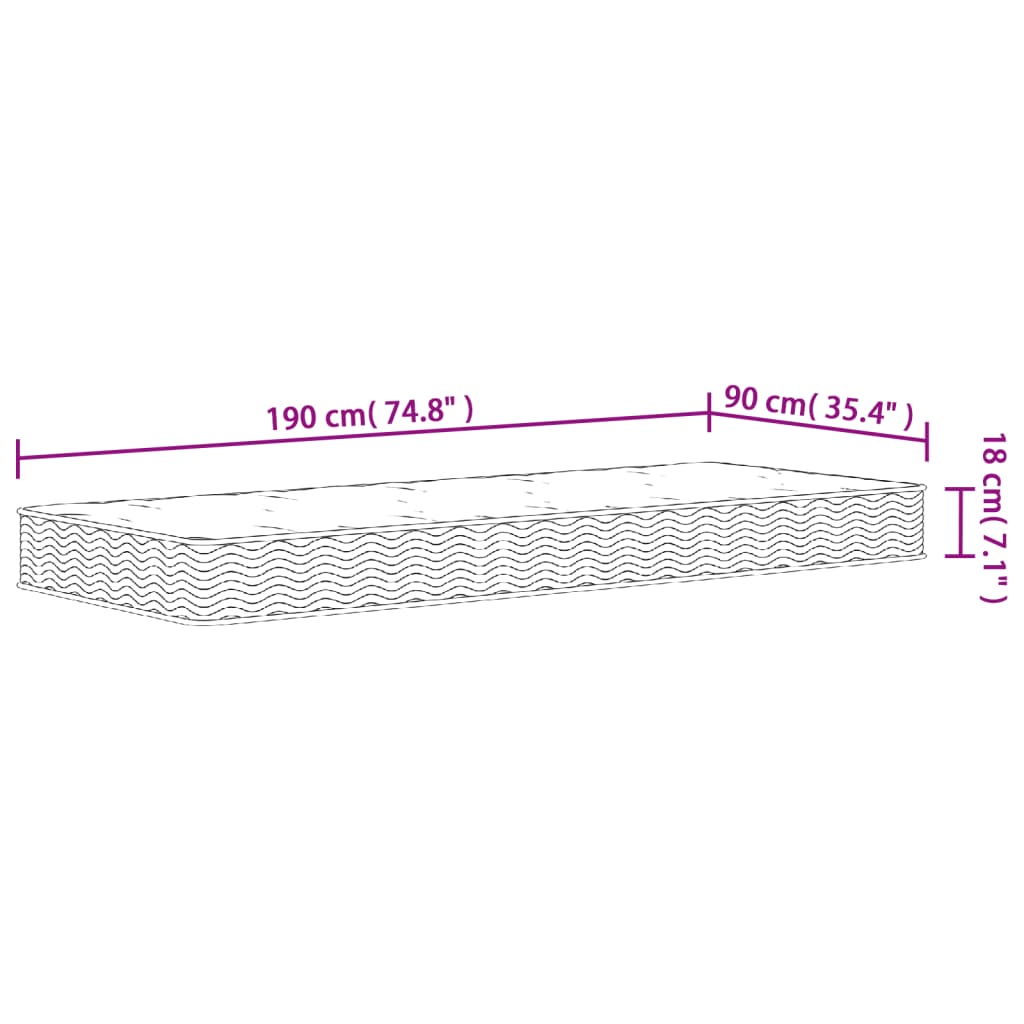 Materasso a Molle Bonnel Medio 90x190 cm Single Size | homemem39