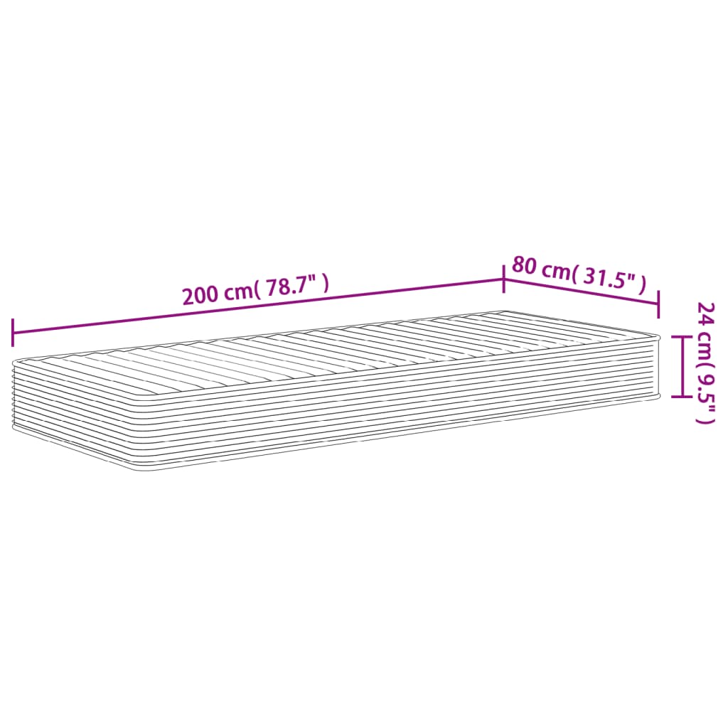 Materasso in Schiuma Mediamente Morbido 80x200 cm | homemem39