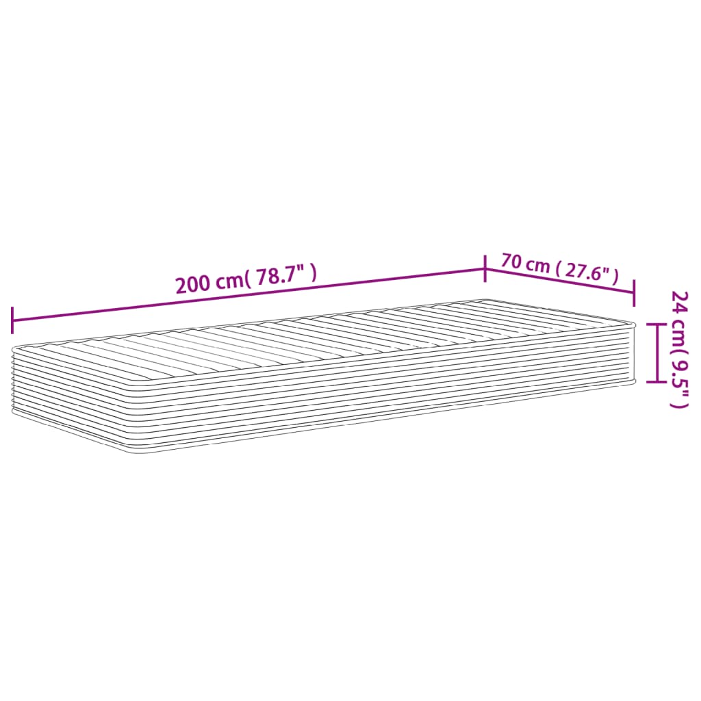 Materasso in Schiuma Mediamente Morbido 70x200 cm | homemem39