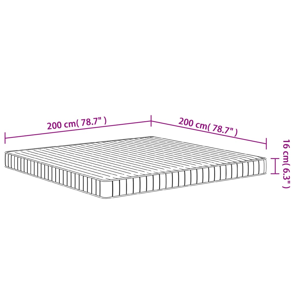 Materasso in Schiuma Mediamente Morbido 200x200 cm | homemem39