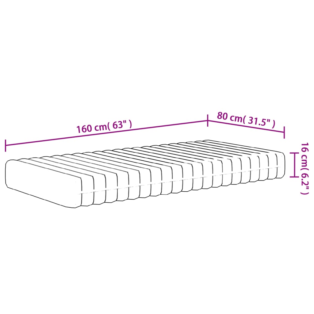 Materasso in Schiuma per Bambini Mediamente Morbido 80x160 cm | homemem39