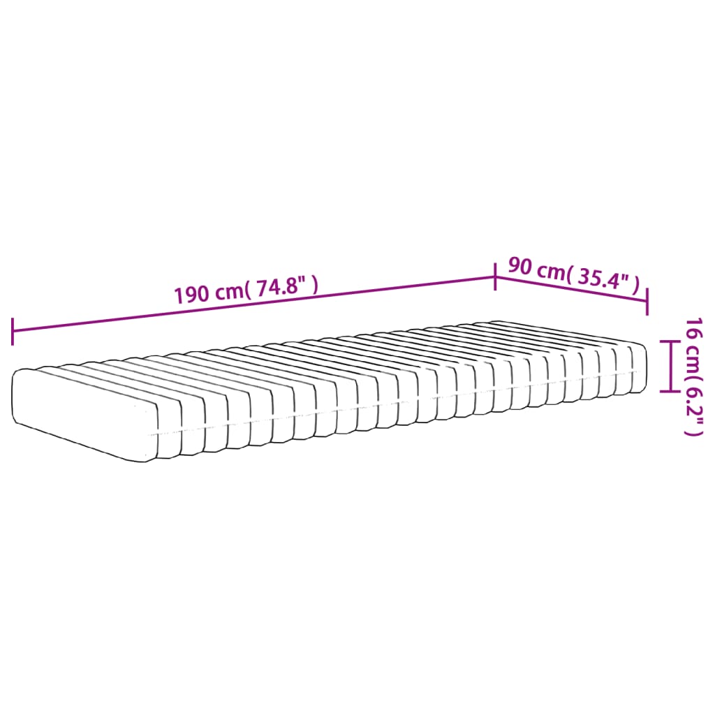 Materasso in Schiuma Mediamente Morbido 90x190cm Single Size | homemem39