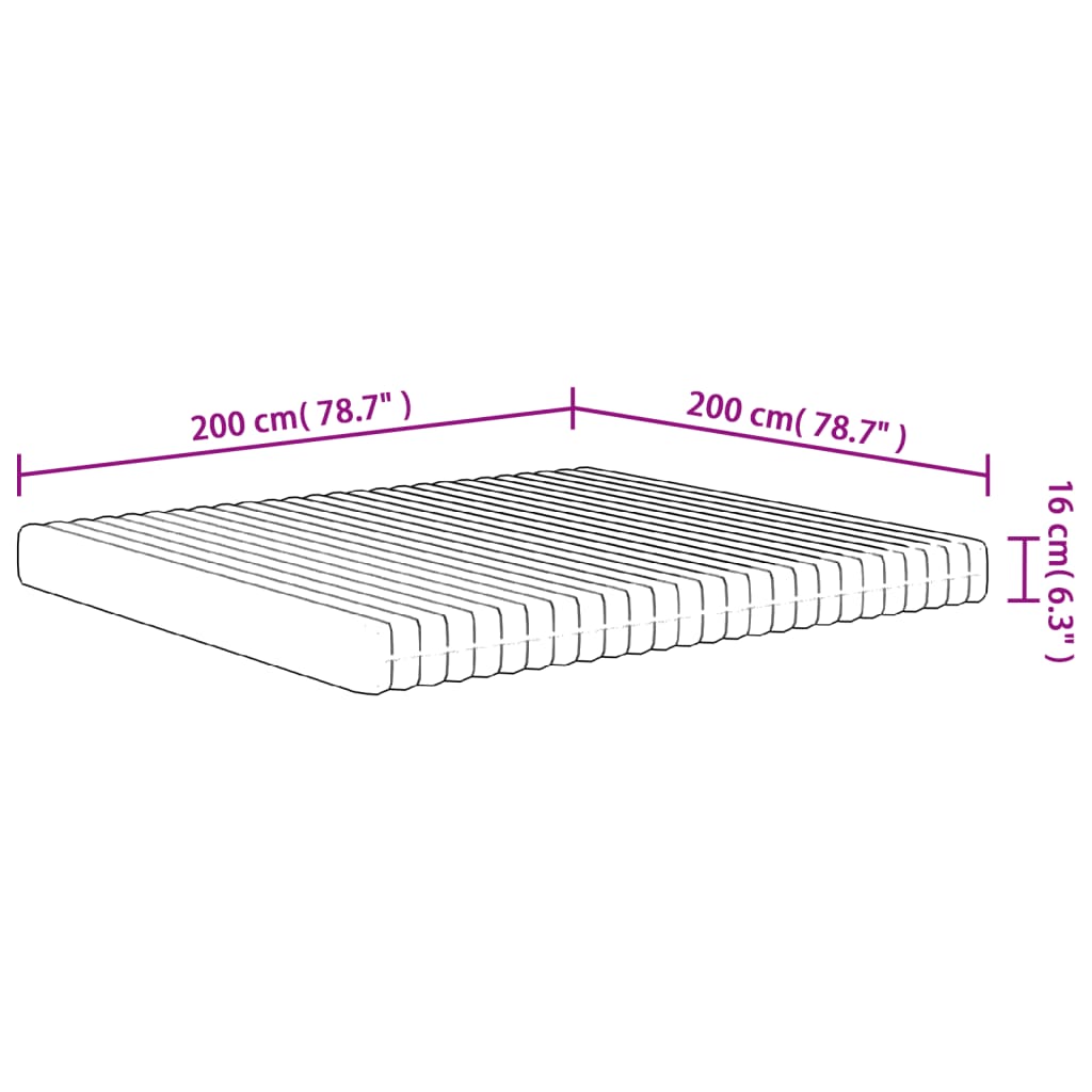 Materasso in Schiuma Mediamente Morbido 200x200 cm - homemem39