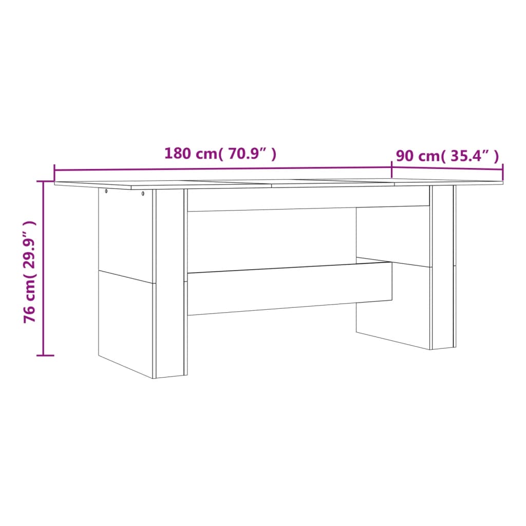 Tavolo da Pranzo Grigio Sonoma 180x90x76 cm Legno Multistrato
