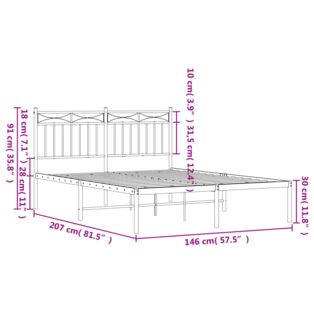 Giroletto con Testiera Metallo Bianco 140x200 cm | homemem39