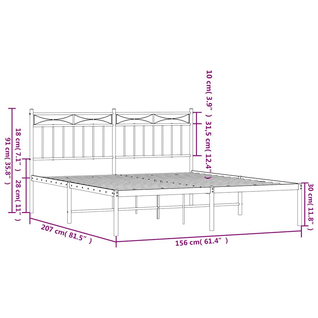 Giroletto con Testiera Metallo Bianco 150x200 cm